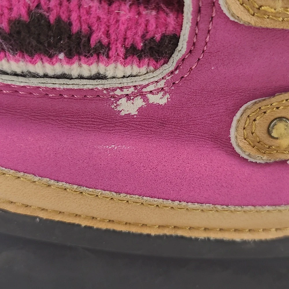 London Fog 11 pink black tan turquois white fuzzy warm lace up winter snow boots
